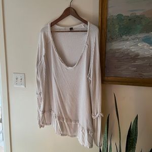 Free People Waffle Kit Top White